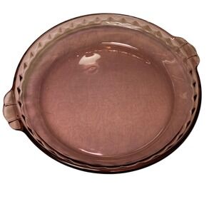Pyrex 229 Cranberry Glass Deep Dish Pie Plate Fluted Edge 24cm USA